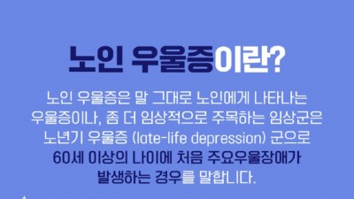 [경기] 노인 우울증 치료비 지원 1인당 연간 20만원→36만원 확대